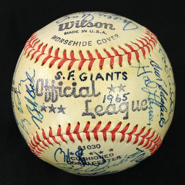 1965 San Francisco Giants Team Signed Baseball w/ 29 Signatures Including Willie Mays, Juan Marichal, Warren Spahn & More (JSA)