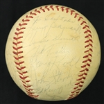 1965 New York Mets Team Signed ONL Giles Baseball w/ 28 Signatures Including Casey Stengel, Yogi Berra, Tug McGraw & More (*Full JSA Letter*)