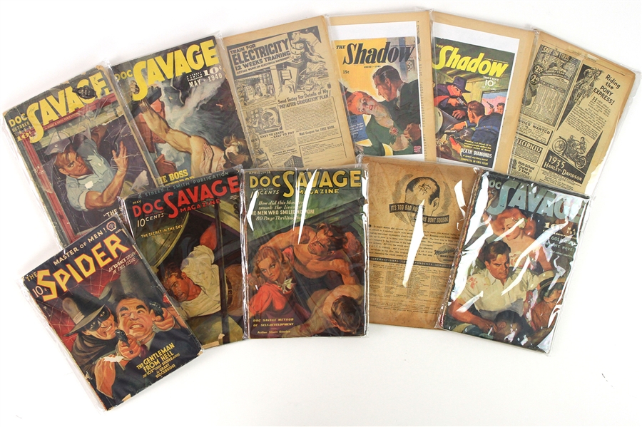 1930s-40s Doc Savage The Shadow & The Spider Comic Book Collection - Lot of 10