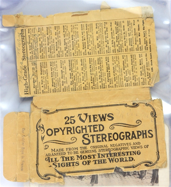 1914-18 WWI 3.25" x 7" Stereograph Photo Cards - Set of 25 w/ Original Wrapper