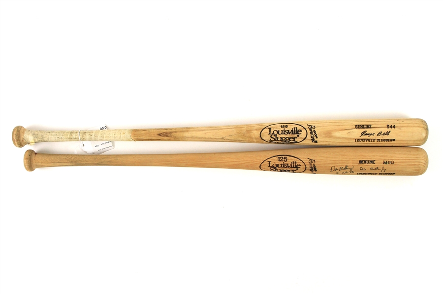 1983-89 Don Mattingly (signed) George Bell Louisville Slugger Professional Model Bat Collection - Lot of 2 (MEARS LOA/JSA)
