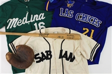 1950s-90s Baseball Memorabilia Collection - Lot of 5 w/ Chipper Jones Signed Bat, Yogi Berra Spalding Mitt & More (JSA)