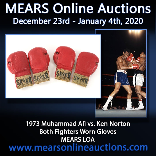 1973 Muhammad Ali vs  Ken Norton Heavyweight Championship Both Fighters Ring Worn Sparring Gloves (MEARS LOA)