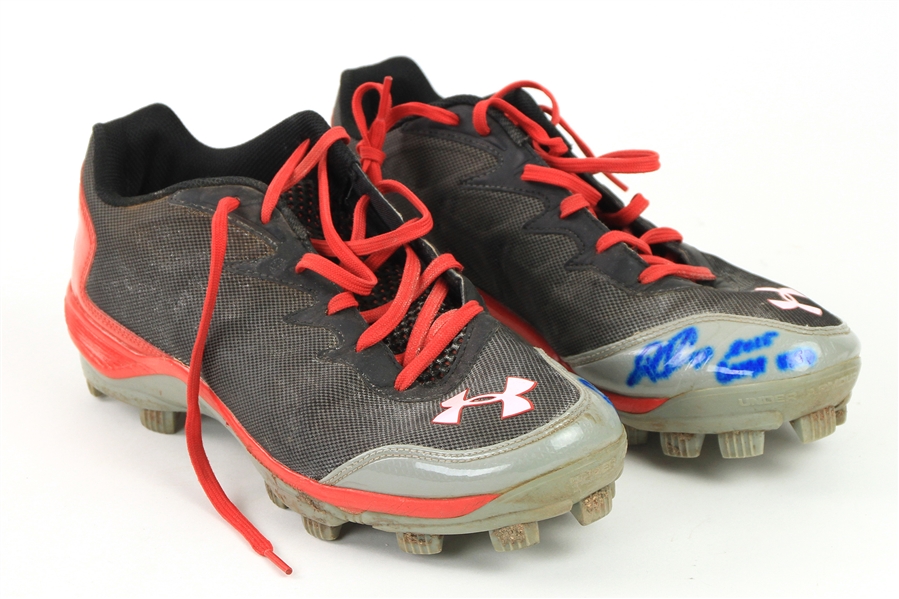 2015 Wilson Ramos Washington Nationals Signed Game Worn Under Armour Cleats (MEARS LOA/JSA)