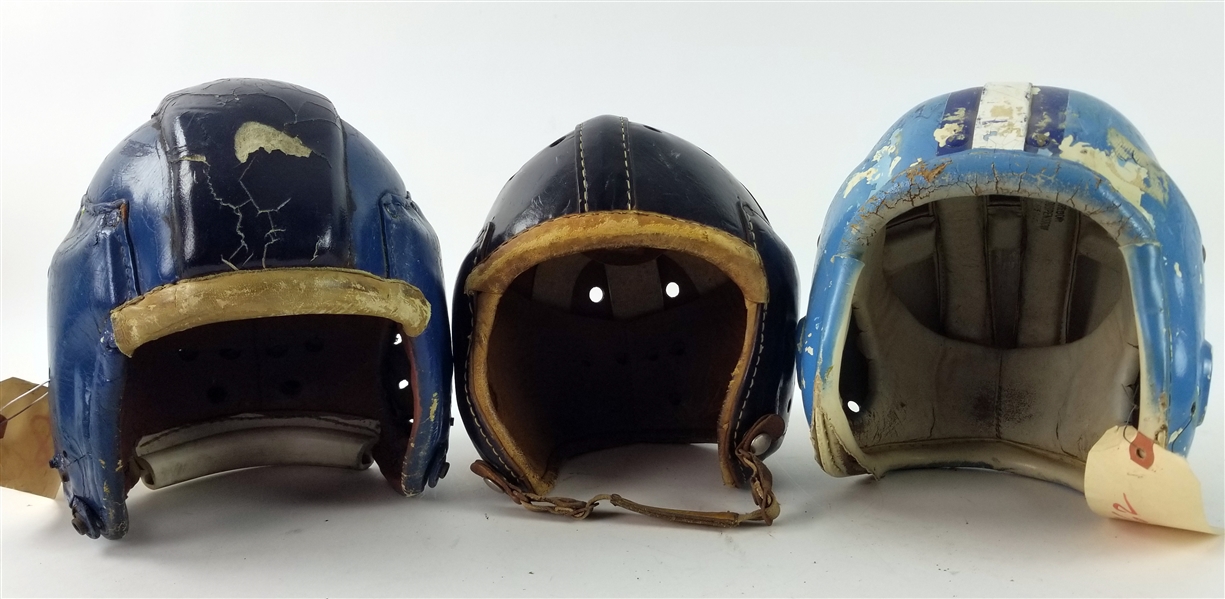1930s-60s Game Used Football Helmet Collection - Lot of 3 (MEARS LOA)