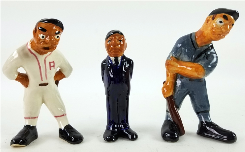 1940s Morton Pottery Batter Umpire Pitcher Ceramic Figure Collection - Set of 3