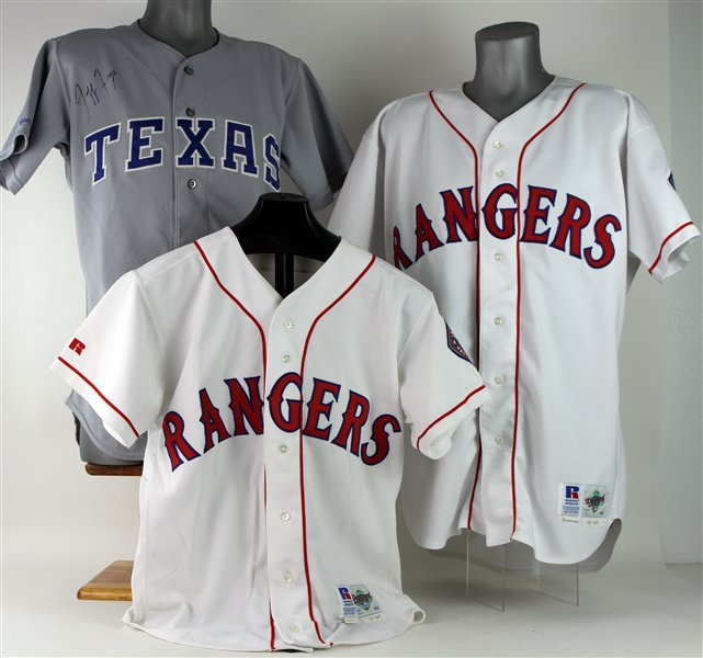 1992-94 Jeff Frye Rob Ducey Jay Howell Texas Rangers Jersey Collection - Lot of 3 w/ 1 Signed (MEARS LOA/JSA)