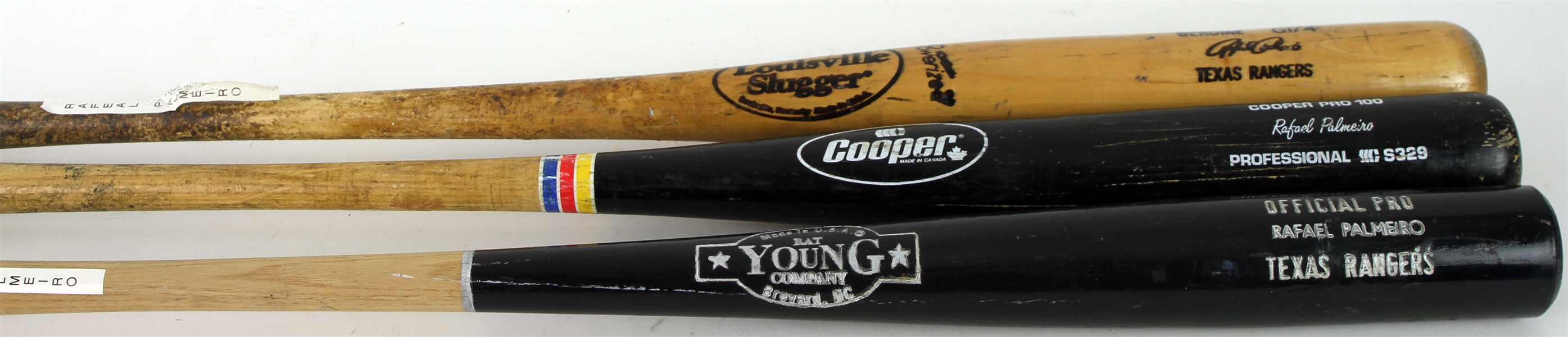 1980s-2000s Rafael Palmeiro Texas Rangers Professional Model Game Used Bat Collection - Lot of 3 (MEARS LOA)