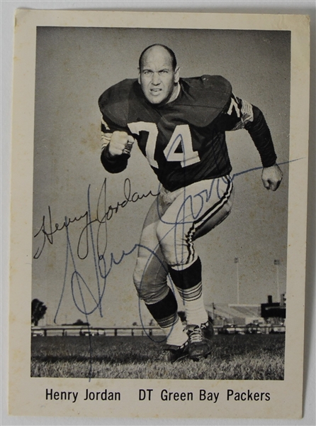 1960s Henry Jordan Green Bay Packers Signed Blank Back Trading Card (JSA)