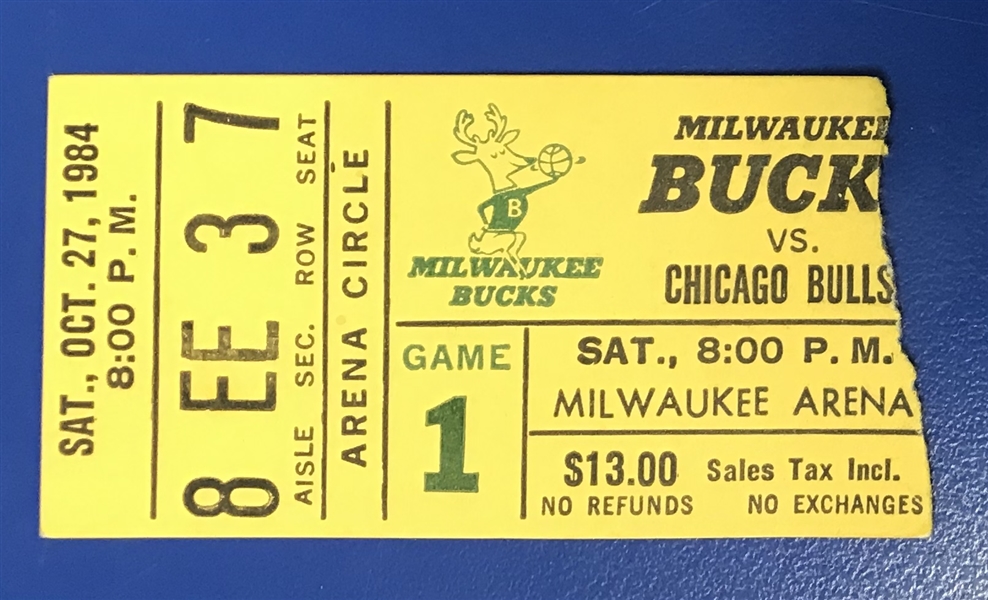 1984 (October 27) Michael Jordan Chicago Bulls 2nd Career Game Ticket Stub