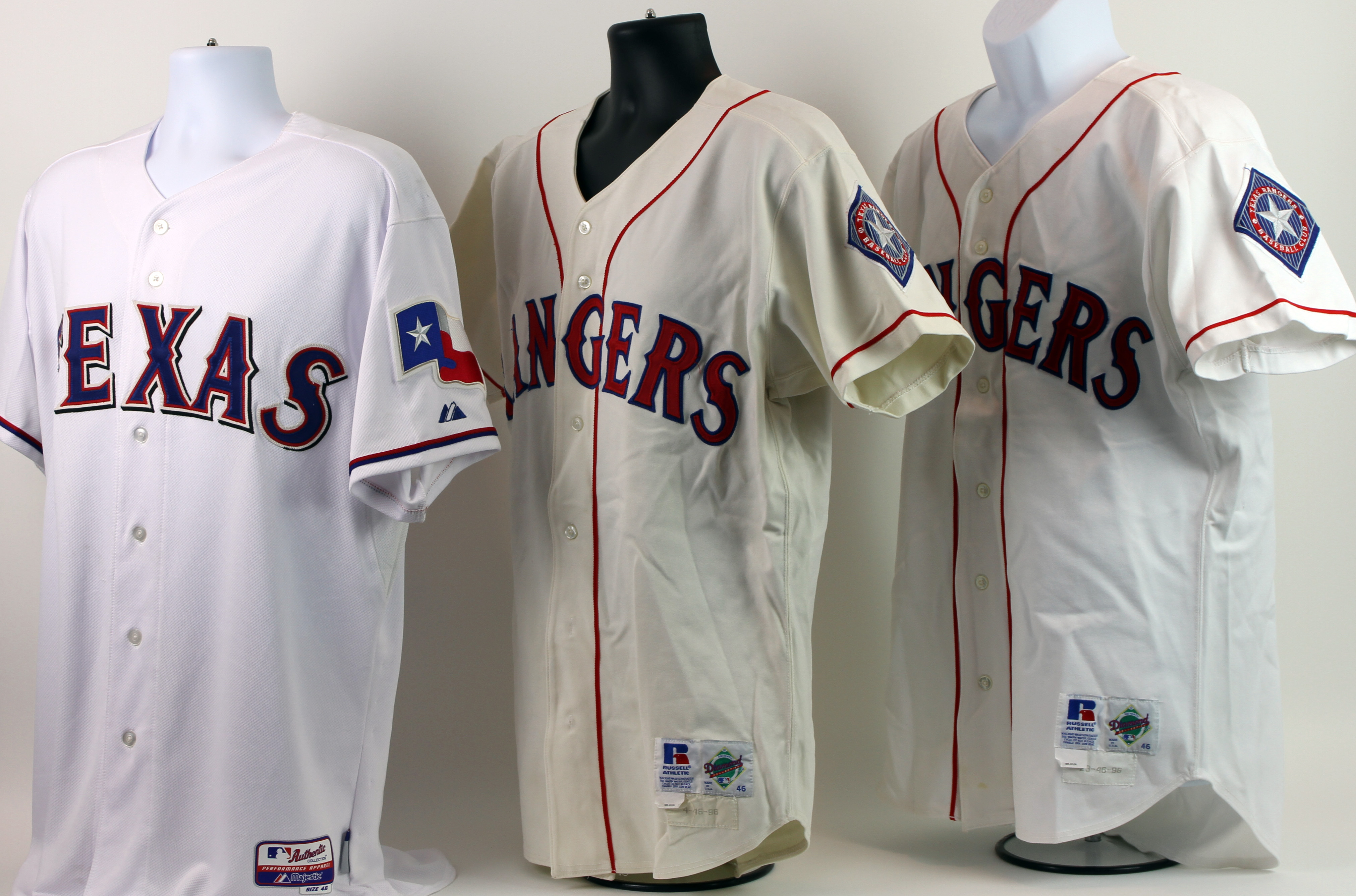 Lot Detail - 1996-2016 Texas Rangers Game Worn Home Jerseys - Lot of 3 ...