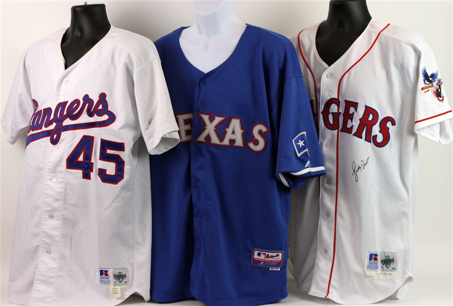 1992-2012 Texas Rangers Jersey Collection - Lot of 3 w/ Bucky Dent Game Worn Signed, Brian Bohanon Game Worn & Yu Darvish Retail (MEARS LOA/JSA)