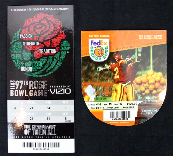 2004-2011 Orange Bowl & Rose Bowl Tickets - Lot of 2 