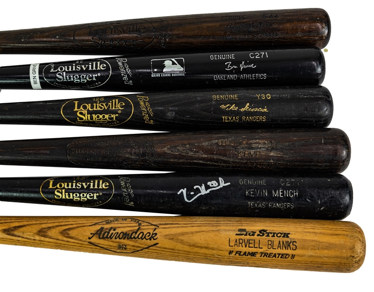 1977-2006 Professional Model Game Used Bat Collection - Lot of 6 w/ Mike Scioscia, Steve Kemp, Larvell Blanks & More (MEARS LOA)
