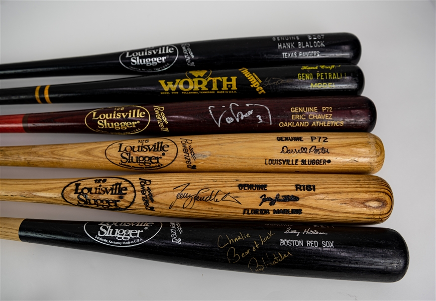 1986-2010 Professional Model Game Used Bat Collection - Lot of 6 w/ Darrell Porter, Terry Pendelton Signed, Eric Chavez Signed & More (MEARS LOA/JSA)
