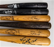 1973-2012 Professional Model Game Used Bat Collection - Lot of 6 w/ Marty Martinez, Larry Parrish, Jesse Barfield Signed & More (MEARS LOA/JSA)