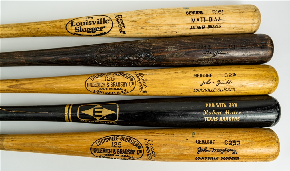 1977-2009 Professional Model Game Used Bat Collection - Lot of 5 w/ John Mayberry, Tim Johnson, John Grubb & More (MEARS LOA)