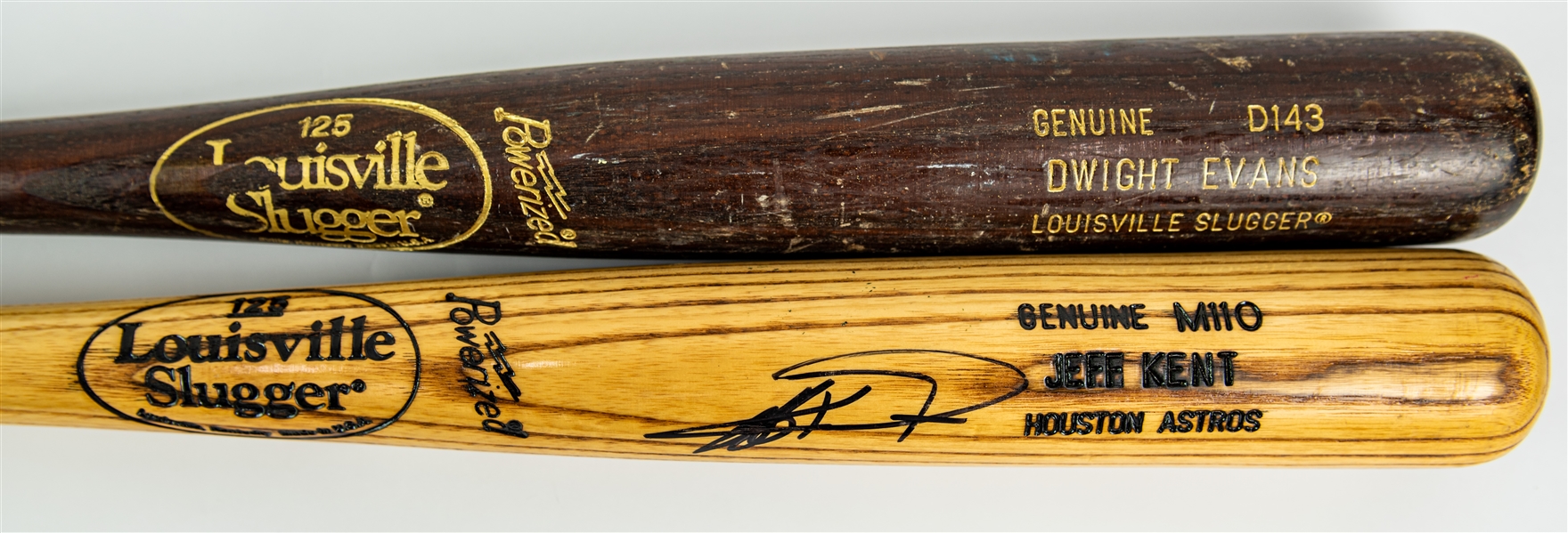 1986-2004 Professional Model Game Used Bat Collection - Lot of 2 w/ Jeff Kent Signed & Dwight Evans (MEARS LOA/JSA)