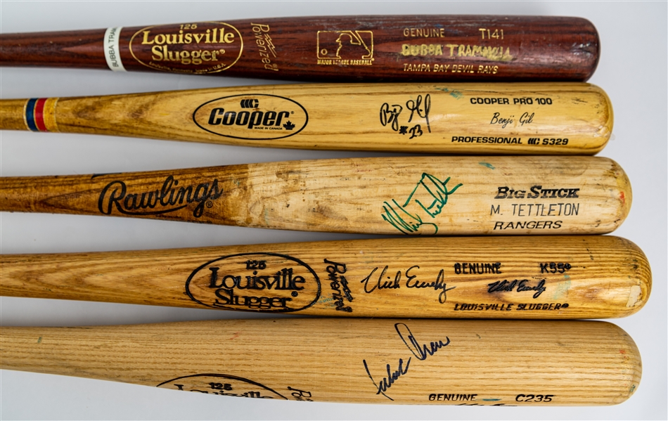 1989-2000 Professional Model Game Used Bat Collection - Lot of 5 w/ Julio Franco Signed, Mickey Tettleton Signed, Nick Esasky Signed & More (MEARS LOA/JSA)