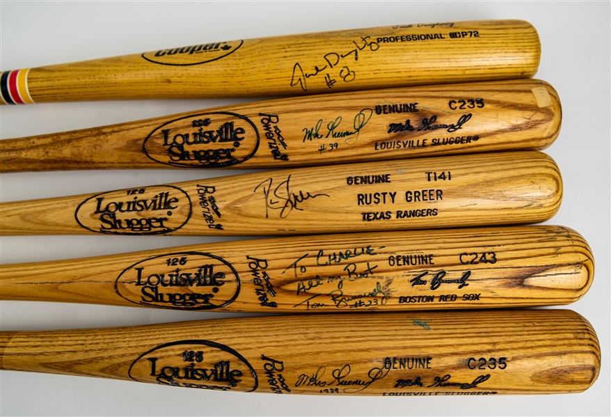 1986-97 Professional Model Game Used Bat Collection - Lot of 5 w/ Mike Greenwell Signed, Tom Brunansky Signed, Rusty Greer Signed & More (MEARS LOA/JSA)