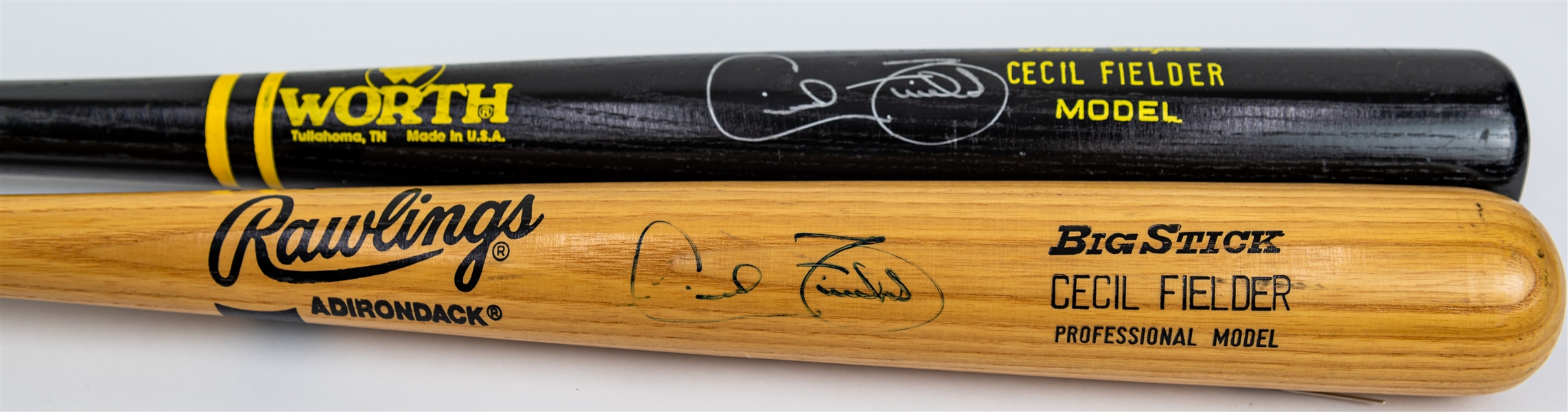 1990-96 Cecil Fielder Detroit Tigers Signed Worth & Rawlings Adirondack Professional Model Bats - Lot of 2 (MEARS LOA/JSA)