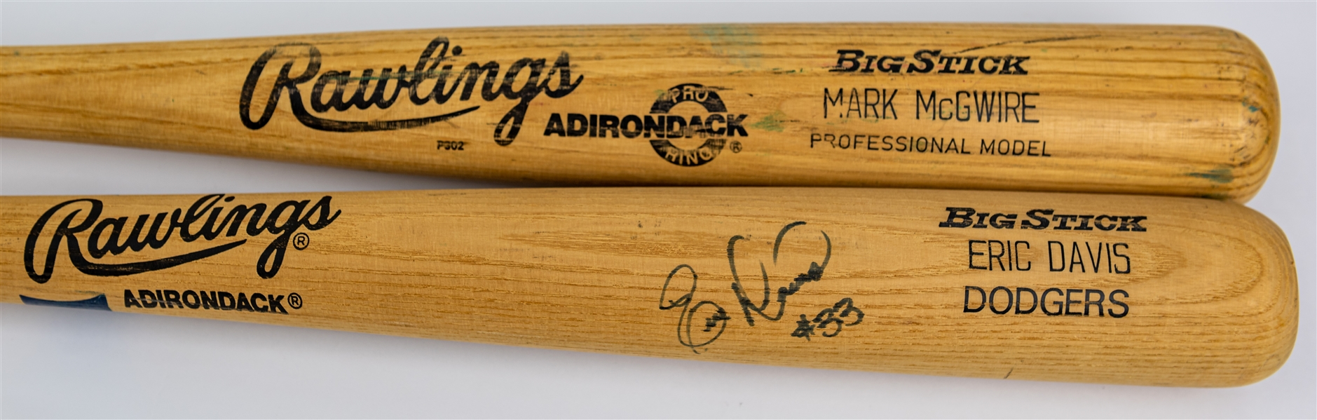 1987-93 Mark McGwire Eric Davis Rawlings Adirondack Professional Model Bat Collection - Lot of 2 w/ Davis Signed (MEARS LOA/JSA)