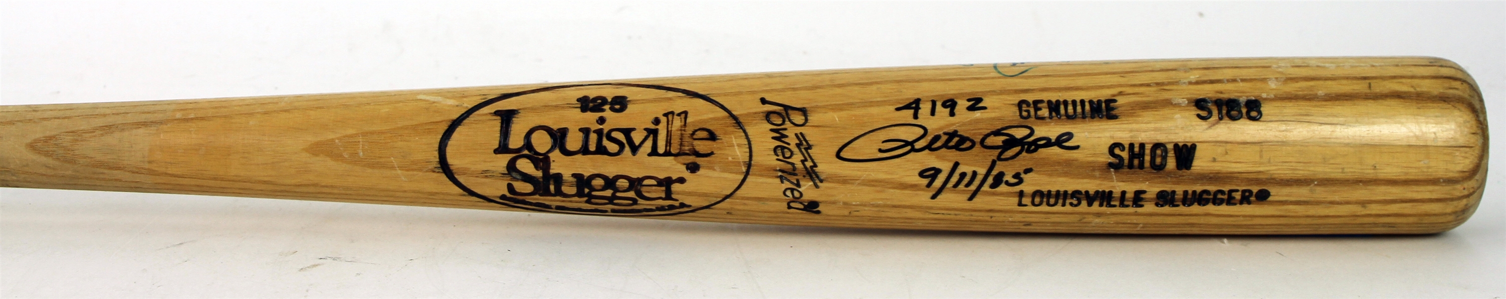 1985 Pete Rose Eric Show Reds/Padres Signed Louisville Slugger Professional Model Bat (MEARS LOA/JSA) #4,192 Pitcher