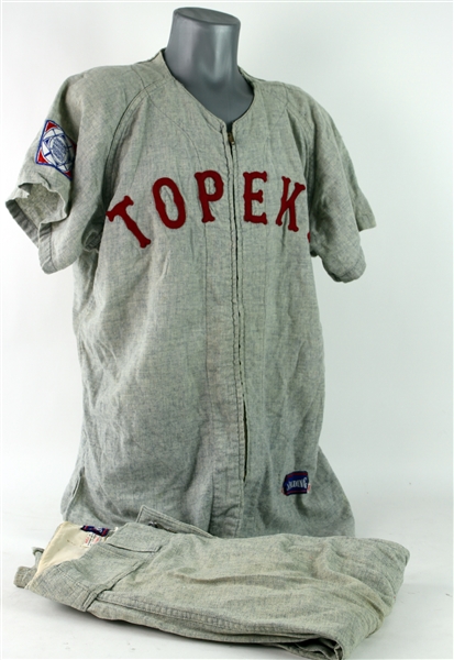1959-60 Johnny Vander Meer Topeka Reds Game Worn Minor League Road Uniform w/ Pants (MEARS LOA)