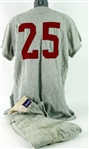 1959-60 Johnny Vander Meer Topeka Reds Game Worn Minor League Road Uniform w/ Pants (MEARS LOA)