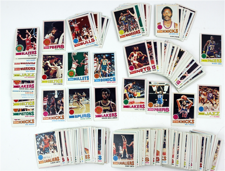 1976-77 Topps NBA Basketball Cards including Jabbar, Dr. J, Rick Barry, and more 