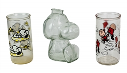 1950s-60s Charlie Brown Snoopy Peanuts Glassware Collection - Lot of 3