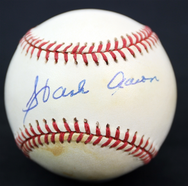 1994-1999 Hank Aaron Milwaukee Braves Signed ONL Baseball *JSA*