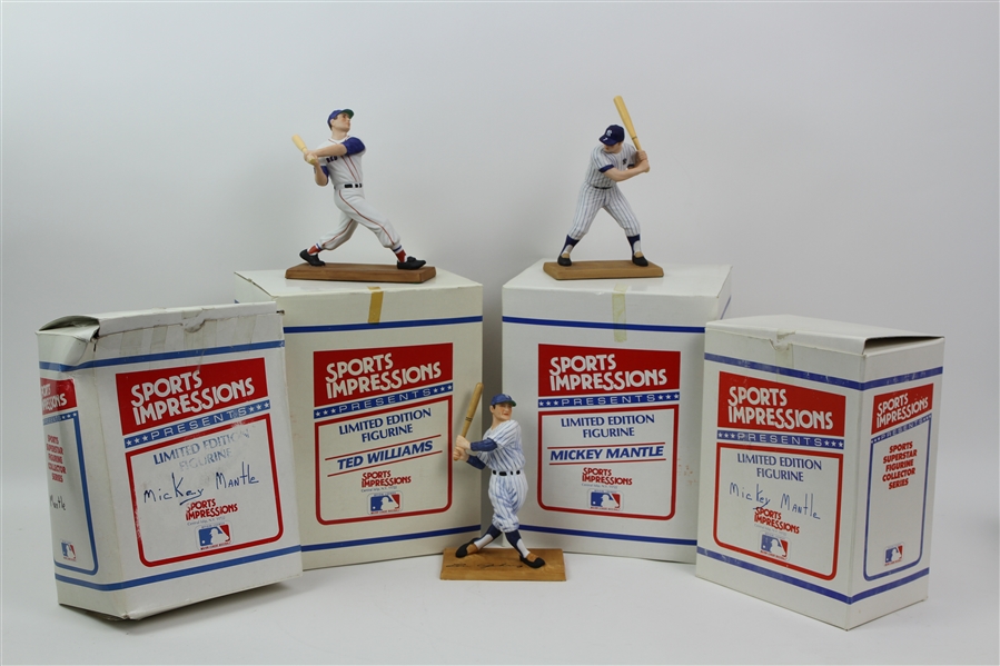 1988 Mickey Mantle Lou Gehrig Ted Williams MIB Sports Impressions Figurines - Lot of 5