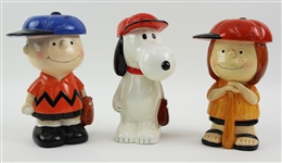 1971 Charlie Brown Snoopy Peppermint Patty 7.5" United Feature Syndicate Baseball Coin Banks - Lot of 3