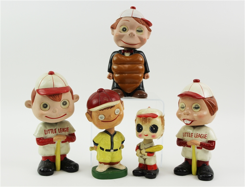 1950s Vintage Japanese Baseball Nodder Collection - Lot of 5 w/ Umpire, Motion Hologram Eyes & More 