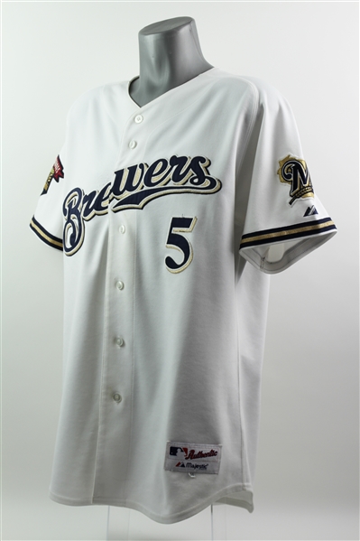 2001 (post-09/11) Geoff Jenkins Milwaukee Brewers Signed Game Worn Home Jersey (MEARS A10/JSA) 
