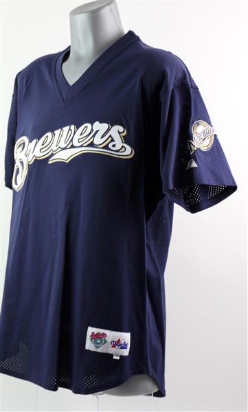 2002 Tyler Houston Milwaukee Brewers Batting Practice Jersey (MEARS LOA)