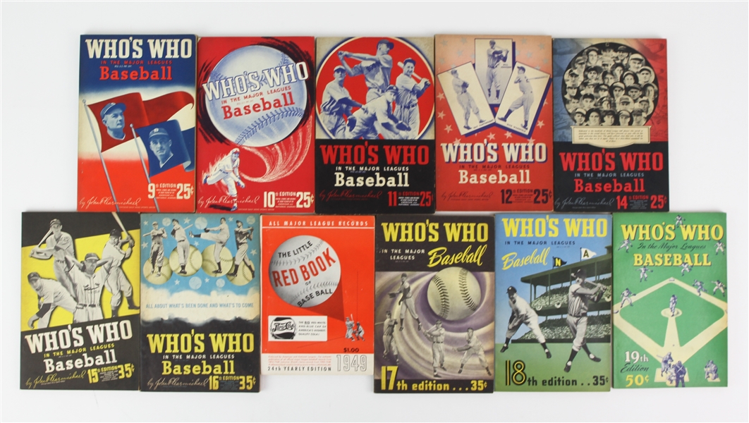 1941-51 Whos Who in Baseball & Little Red Book Baseball Guides - Lot of 11