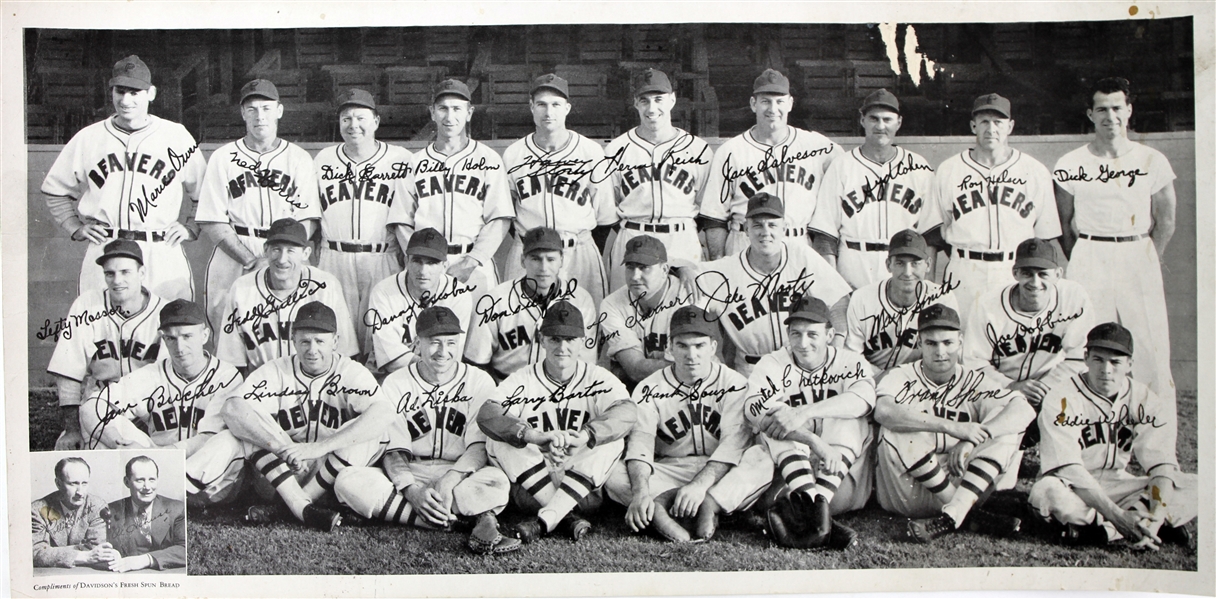 1946 Portland Beavers PCL 9.5" x 19" Davidsons Fresh Spun Bread Team Photos - Lot of 2