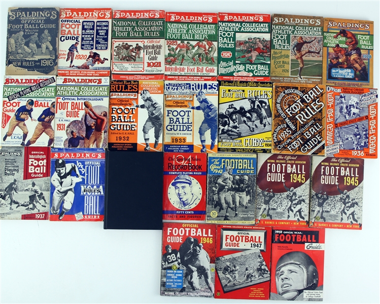 1916-51 Spalding Official Football Guide Collection - Lot of 24