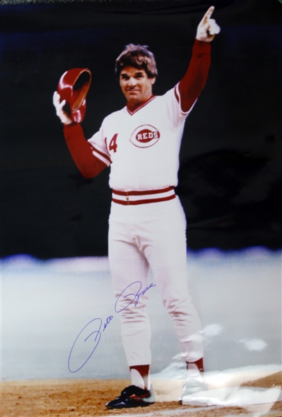 2000s Pete Rose Cincinnati Reds Signed 30" x 40" Photo (JSA)
