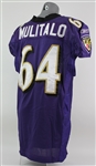 2005 Edwin Mulitalo Baltimore Ravens Game Worn Home Jersey (MEARS LOA)
