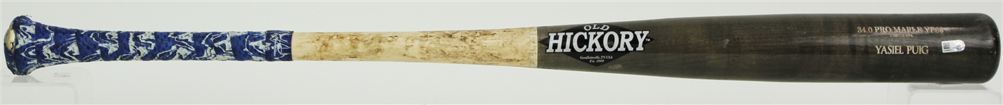 2017 (July 2) Yasiel Puig Los Angeles Dodgers Old Hickory Professional Model Game Used Bat (MEARS A9/MLB Hologram) Singled