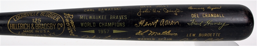 1957 Milwaukee Braves World Series Champions H&B Louisville Slugger Commemorative Black Bat