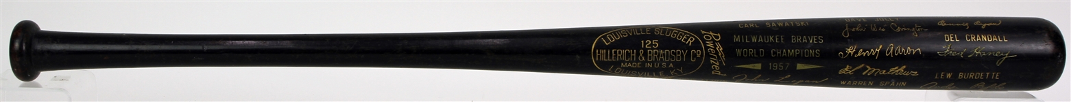 1957 Milwaukee Braves World Series Champions H&B Louisville Slugger Commemorative Black Bat