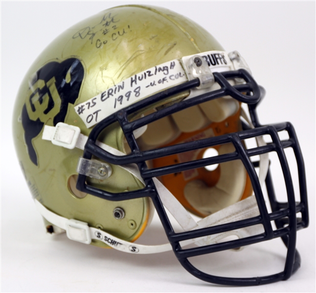 2008 Darrell Scott Colorado Buffaloes Signed Erin Huizinga Game Worn Football Helmet (MEARS LOA/JSA)