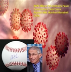 2020 (March 24) Anthony Fauci Coronavirus Task Force Signed OML Manfred Baseball (JSA) 