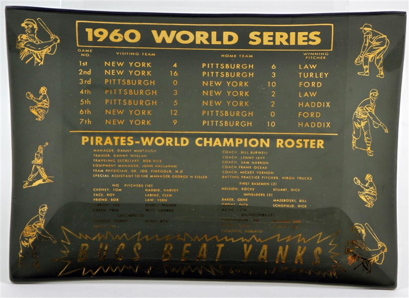 1960 Pittsburgh Pirates World Series Champions 4.75" x 6.5" Glass Tray w/ Original Box