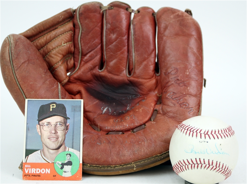 1960s Bill Virdon Pittsburgh Pirates Store Model Denkert Mitt & Signed Baseball (JSA)