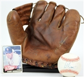 1960s-90s Curt Simmons St. Louis Cardinals Store Model Draper Maynard Mitt & Signed ONL White Baseball (JSA)